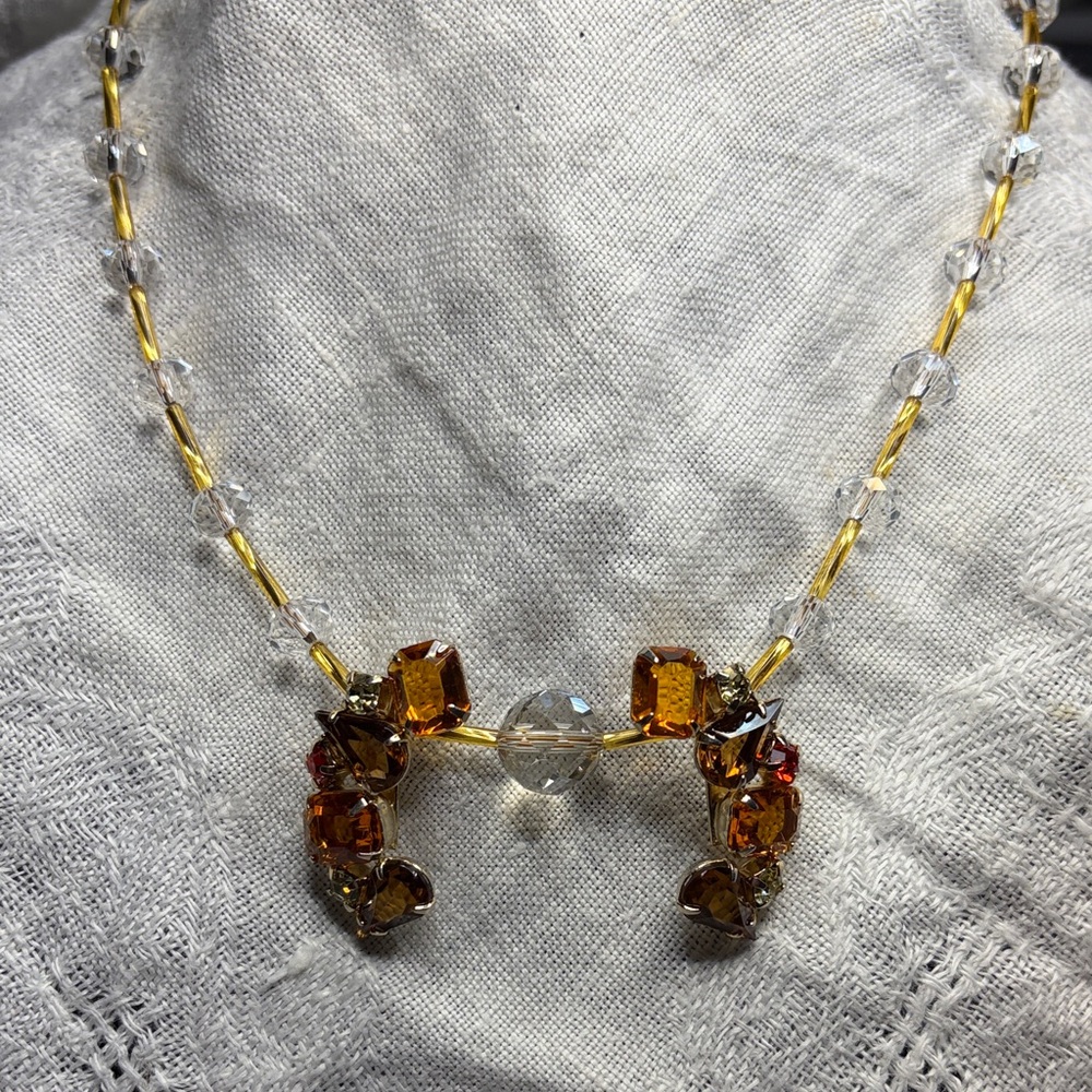 Vintage Amber Crystal Necklace & Earrings - ABSOLUTELY GORGEOUS -
4 U  w LOVE